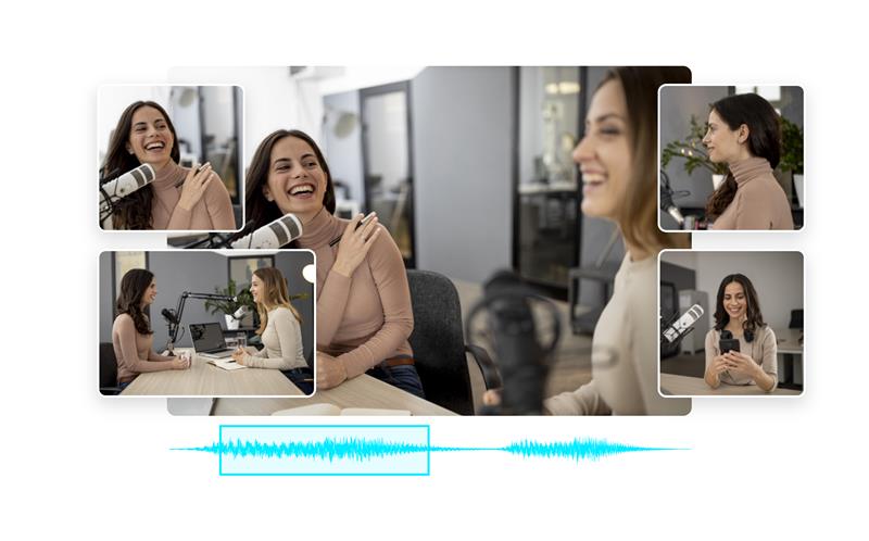 Auto caption video with multi-speaker detection for interviews and podcasts