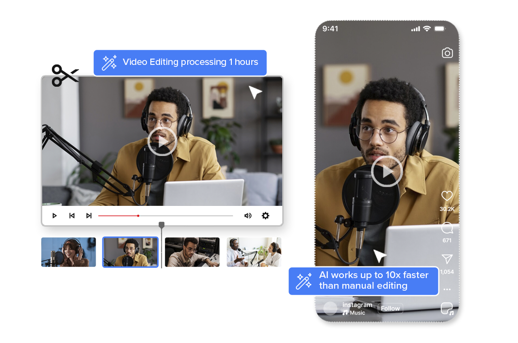 Landscape to portrait video converter processing multiple videos at scale