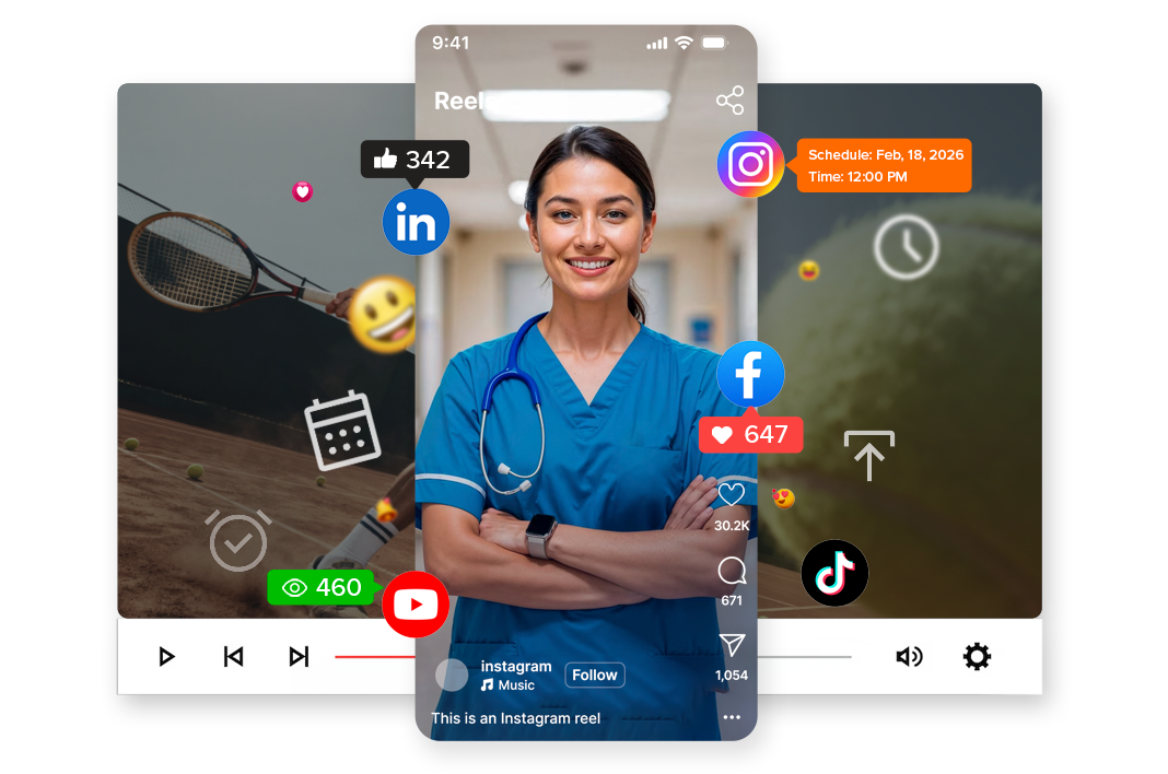 Social media video scheduler with content calendar for all platforms
