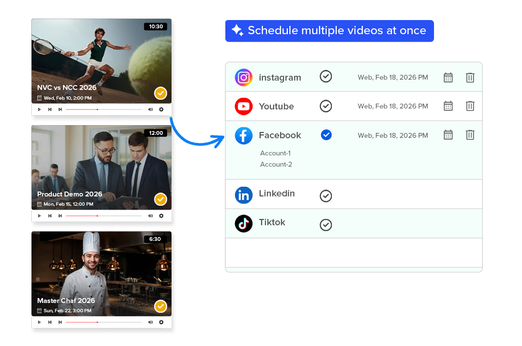 Video content calendar tool with monthly planning and platform view
