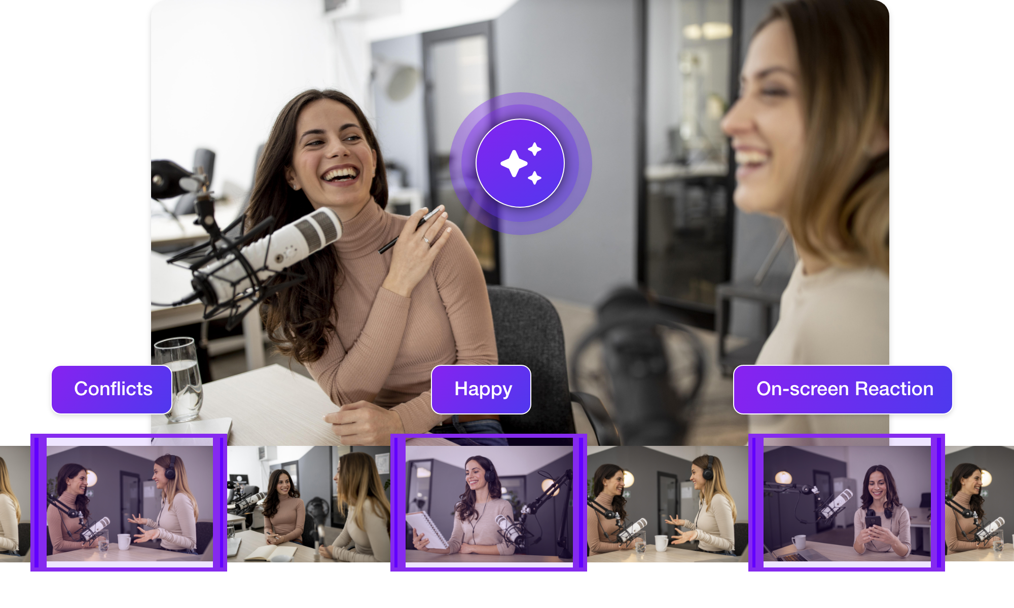 Podcast clip generator extracting best interview moments with AI