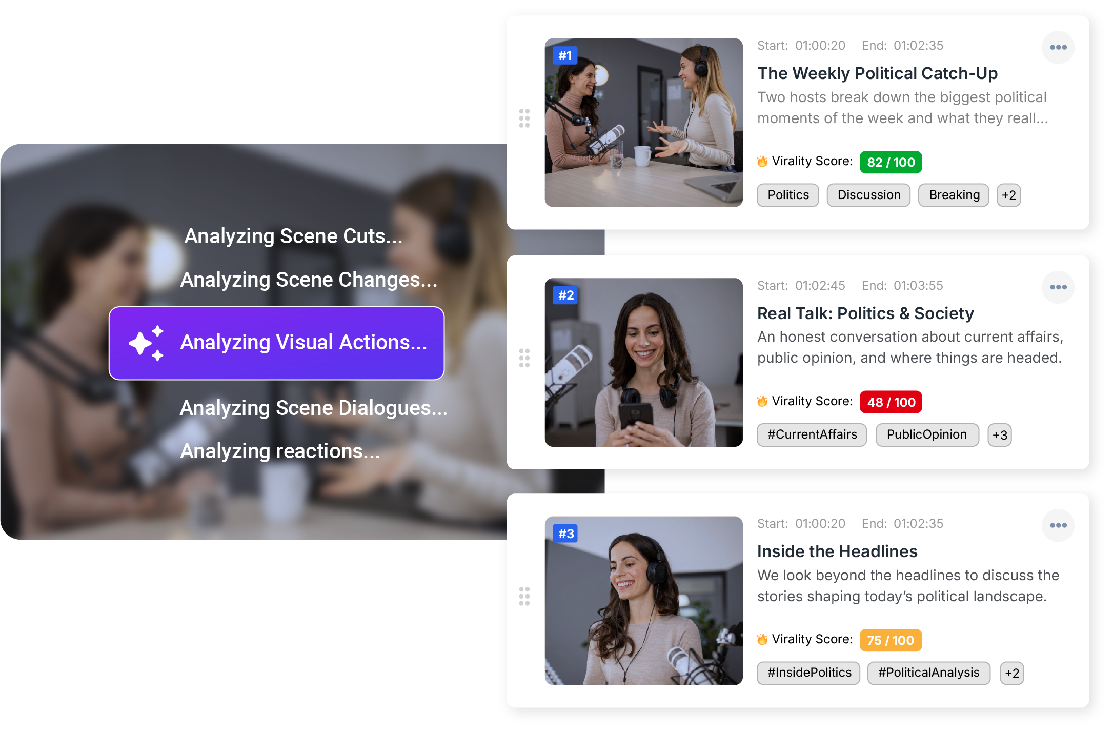 AI video clipper automatically detecting highlight moments in footage