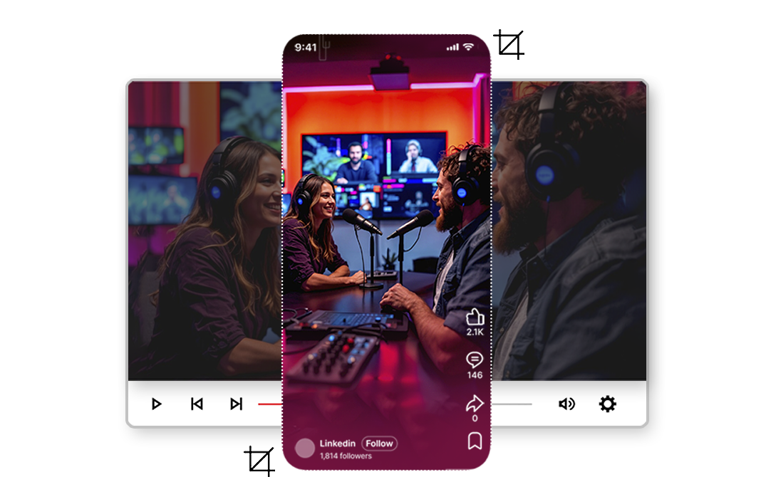 Convert landscape video to portrait with AI reframing technology