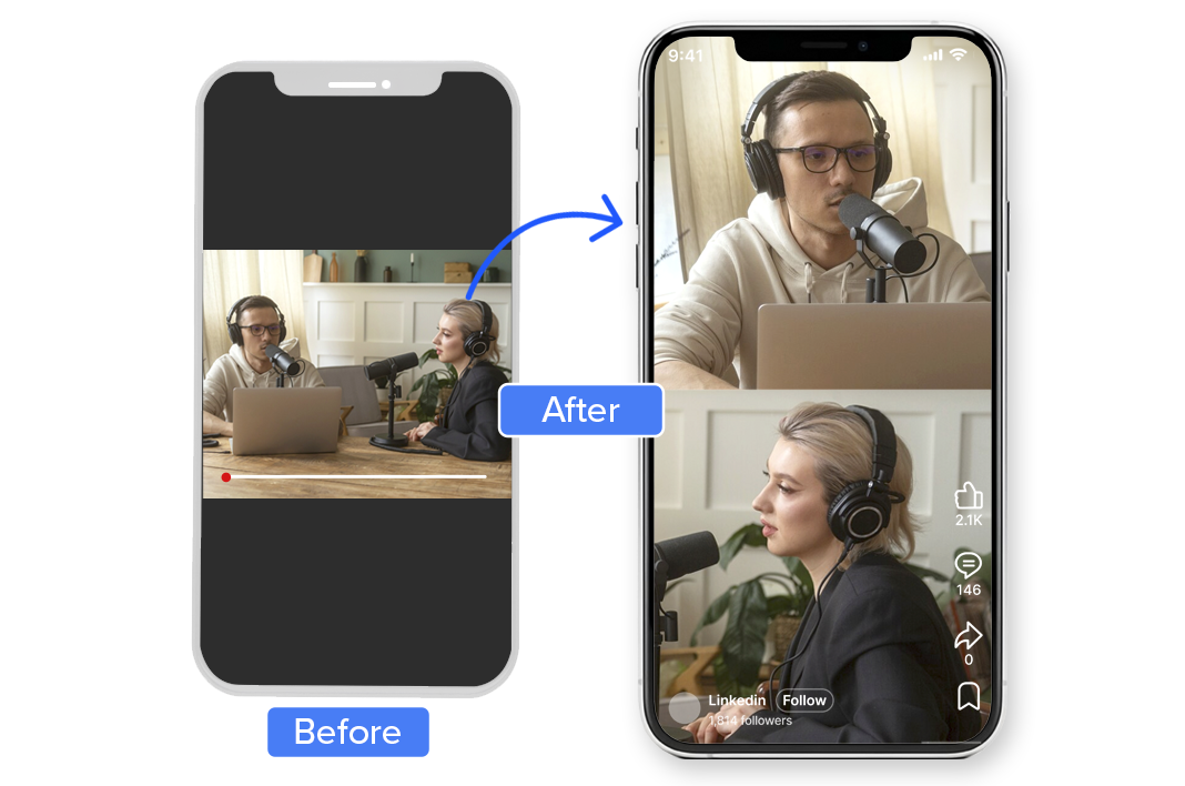Split screen video editor online creating side by side interview layouts