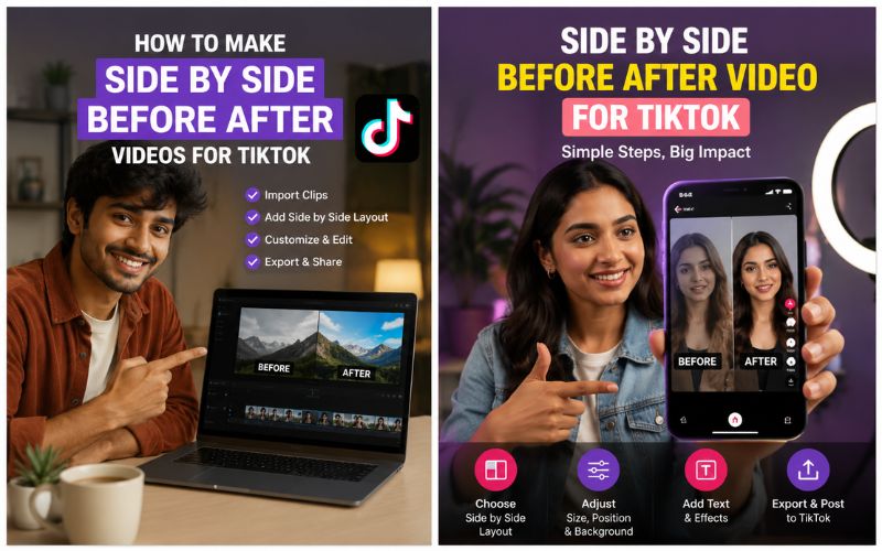 How to Make Side By Side Before After Video for Tiktok comparison and best practice guide