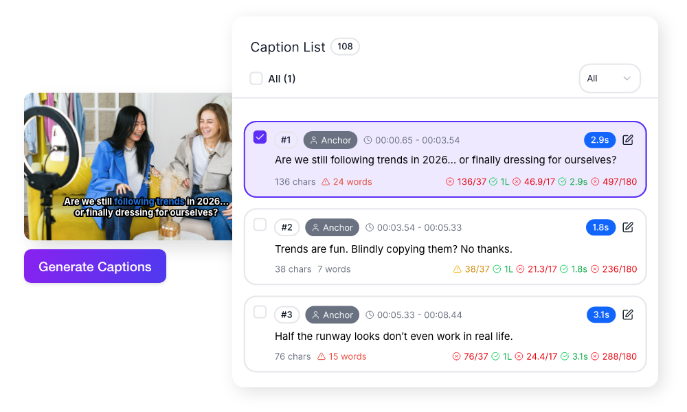 Auto caption video with AI generating subtitles in real time accurately